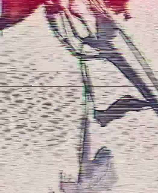 Red and violet shadows with analog video interference
